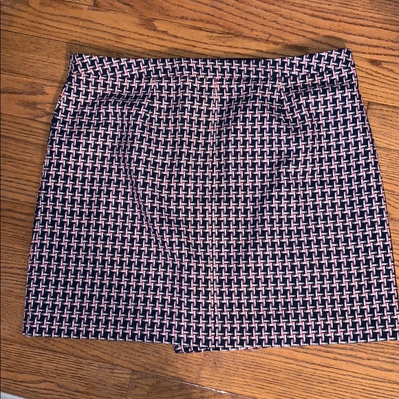 LOFT wrap woven skirt pink, navy & white 18 - Picture 6 of 9